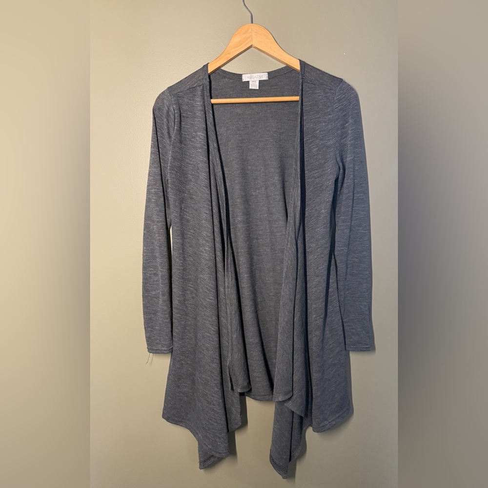 Magazine Gray Open Front Cardigan Sweater Small